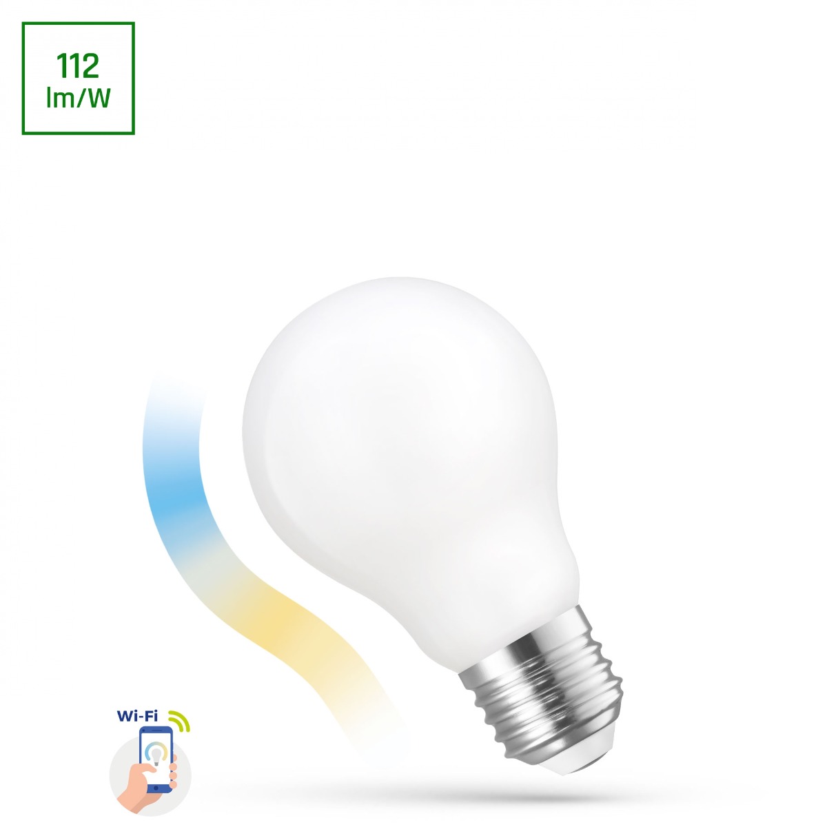 Lampe intelligente E14 A60 5W COG (puce sur verre) CCT+DIM Verre de lait Wi-Fi