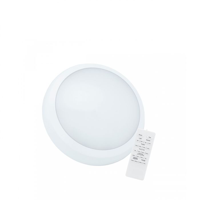 Plafonnier LED rond 24/30 W CCT blanc IP65 IK08 Ø320 mm – avec détecteur de mouvement et télécommande