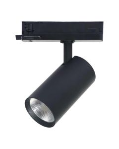 Spot LED sur Rail Triphasé 30W | CCT 3000K-4000K-6000K | IRC90 | 24° | Ø80 mm | Noir