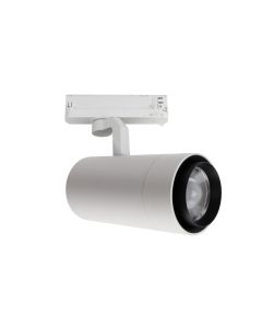Spot LED sur rail Pava 2 pour rail triphasé 19–42W K3000 CRI90 20–45° – Blanc