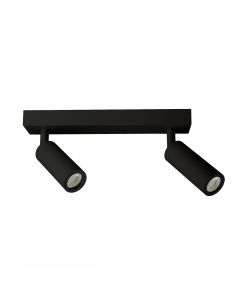 Spot en saillie MR11 2 têtes – noir – orientable – IP20 – 260×54×160 mm – sans ampoule