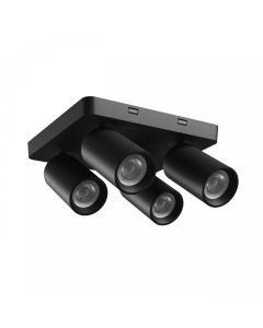 Spot en saillie GU10 4 têtes – carré – noir – IP20 – 220×220×134 mm – sans ampoule