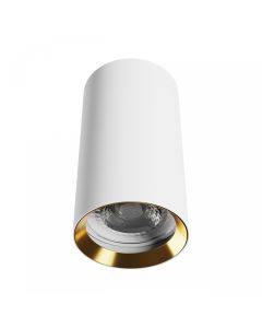 Spot en saillie GU10 – rond – blanc/or – IP20 – 55×100 mm – sans ampoule