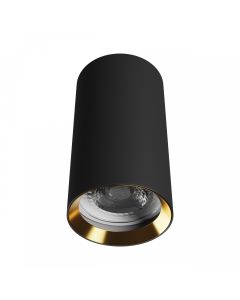 Spot en saillie GU10 – rond – noir/or – IP20 – 55×100 mm – sans ampoule