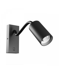 Applique murale GU10 – bras flexible – rond – noir – avec interrupteur – IP20 – 55×100×410 mm – sans ampoule