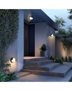 Applique murale extérieure LED ronde 10W CCT IP65 noire