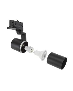 Projecteur sur rail triphasé GU10 noir – 56,5×121×172 mm