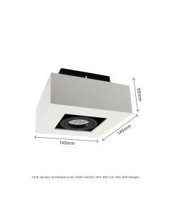 Spot en saillie GU10 – carré – blanc/noir – orientable – IP20 – 145×145×85 mm – sans ampoule