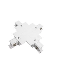 Connecteur de rail triphasé en croix blanc
